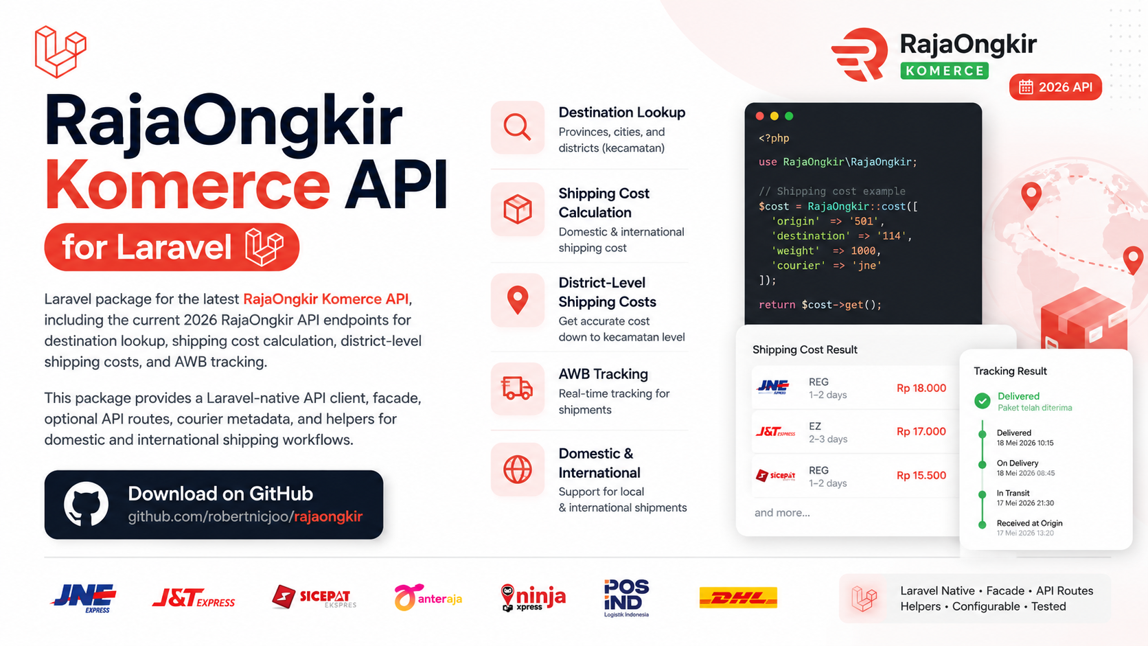 RajaOngkir Komerce API for Laravel